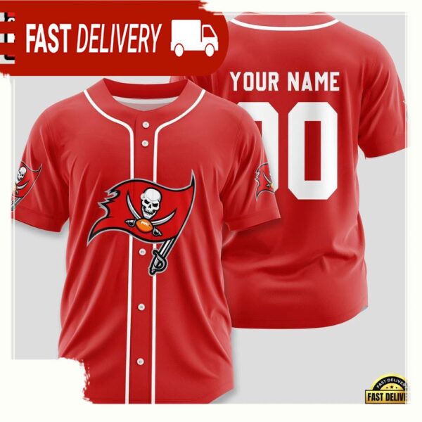 NFL Custom Name Number Tampa Bay Buccaneers Team Baseball Jersey Shirt - available at - rugbyfanstore.com