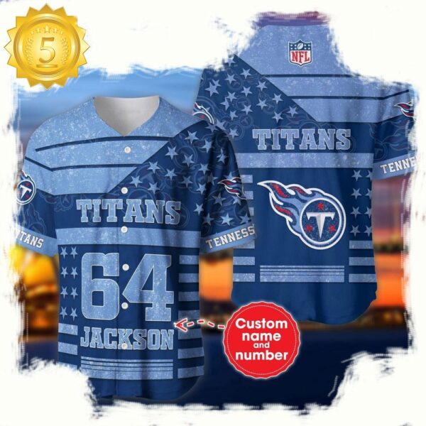 NFL Custom Name Number Tennessee Titans American Flag New Design Baseball Jersey Shirt - available at - rugbyfanstore.com