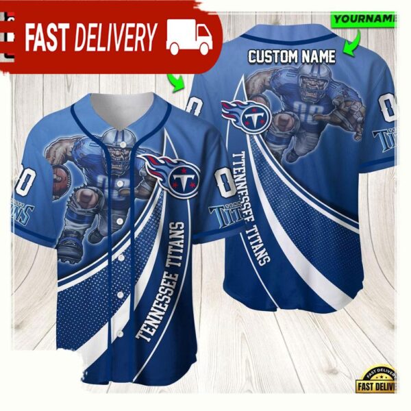 NFL Custom Name Number Tennessee Titans Mascot Football New Design Baseball Jersey Shirt - available at - rugbyfanstore.com