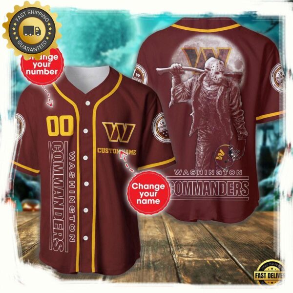 NFL Custom Name Number Washington Commanders Horror 3D New Design Baseball Jersey Shirt - available at - rugbyfanstore.com