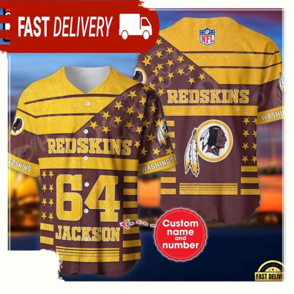 NFL Custom Name Number Washington Football Team American Flag New Design Baseball Jersey Shirt - available at - rugbyfanstore.com