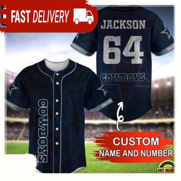 NFL Custom Name NumberDallas Cowboys Baseball Jersey Shirt - available at - rugbyfanstore.com