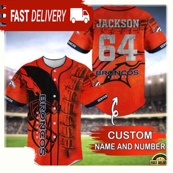 NFL Custom Name NumberDenver Broncos Baseball Jersey Shirt - available at - rugbyfanstore.com