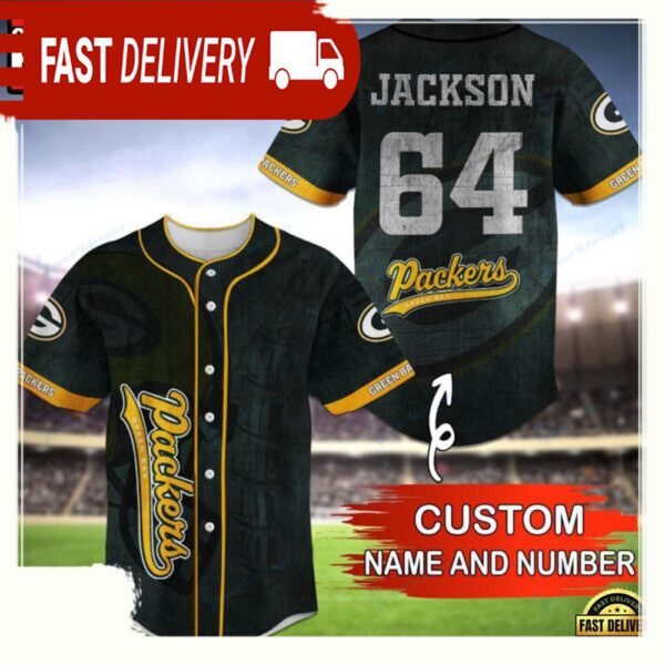 NFL Custom Name NumberGreen Bay Packers Baseball Jersey Shirt - available at - rugbyfanstore.com