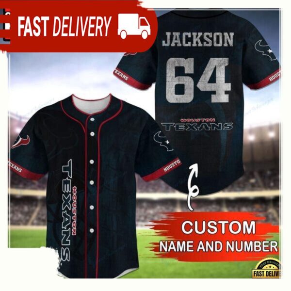 NFL Custom Name NumberHouston Texans Baseball Jersey Shirt - available at - rugbyfanstore.com