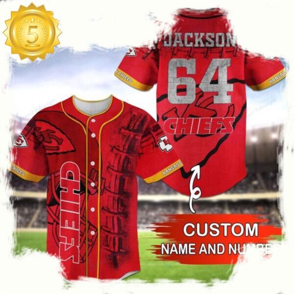 NFL Custom Name NumberKansas City Chiefs Baseball Jersey Shirt - available at - rugbyfanstore.com