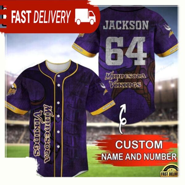 NFL Custom Name NumberMinnesota Vikings Baseball Jersey Shirt - available at - rugbyfanstore.com