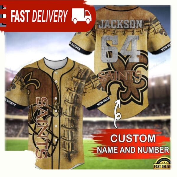 NFL Custom Name NumberNew Orleans Saints Baseball Jersey Shirt - available at - rugbyfanstore.com