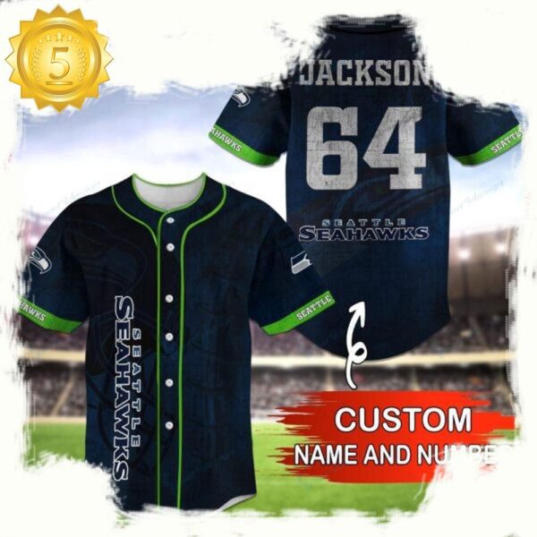 NFL Custom Name NumberSeattle Seahawks Baseball Jersey Shirt - available at - rugbyfanstore.com