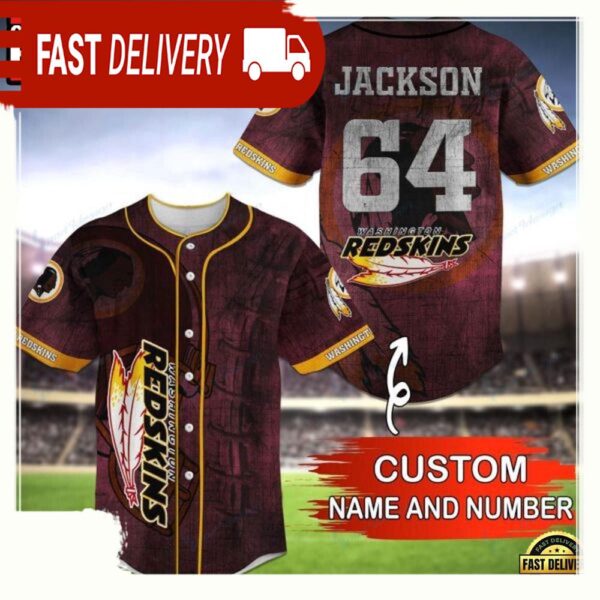 NFL Custom Name NumberWashington Redskins Baseball Jersey Shirt - available at - rugbyfanstore.com