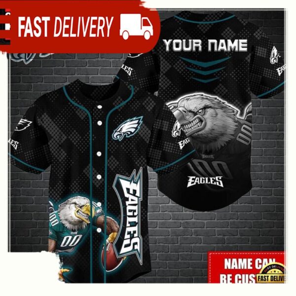 NFL Custom Name Philadelphia Eagles Mascot Baseball Jersey - available at - rugbyfanstore.com