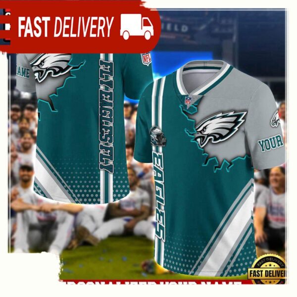 NFL Custom Name Philadelphia Eagles Team Logo Football Jersey - available at - rugbyfanstore.com