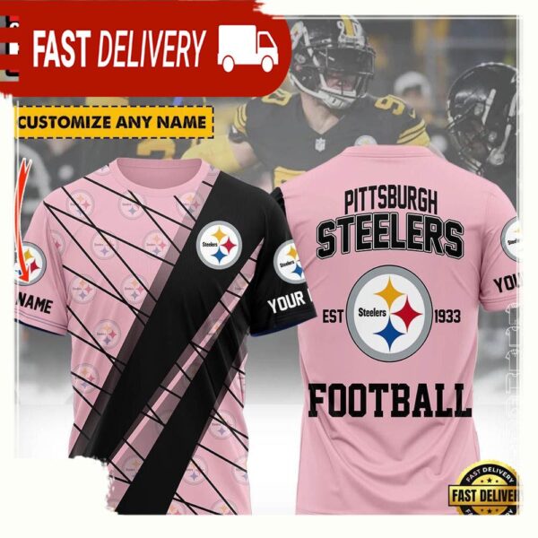 NFL Custom Name Pittsburgh Steelers Football All Over Print T Shirt - available at - rugbyfanstore.com