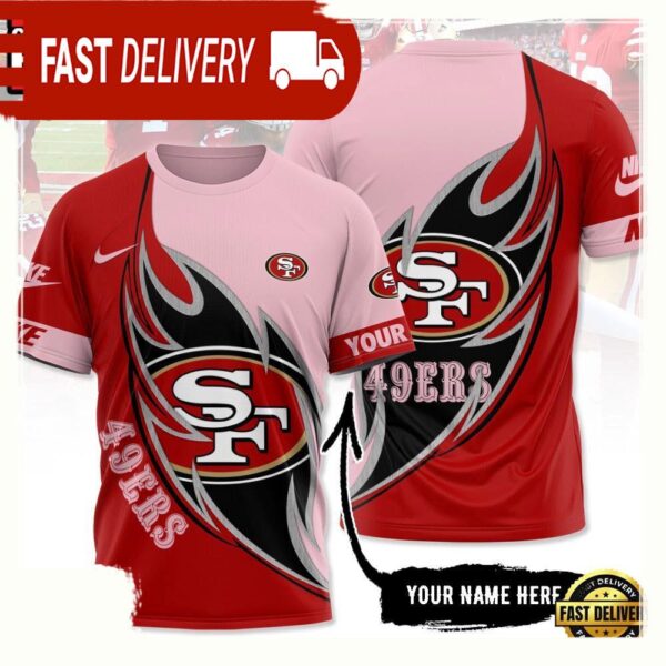 NFL Custom Name San Francisco 49ers All Over Print T Shirt - available at - rugbyfanstore.com