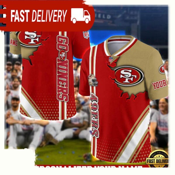 NFL Custom Name San Francisco 49ers Team Logo Football Jersey - available at - rugbyfanstore.com