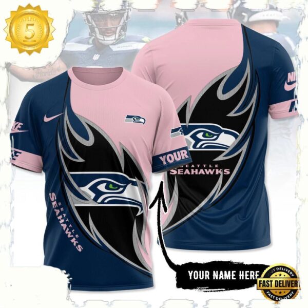 NFL Custom Name Seattle Seahawks All Over Print T Shirt - available at - rugbyfanstore.com