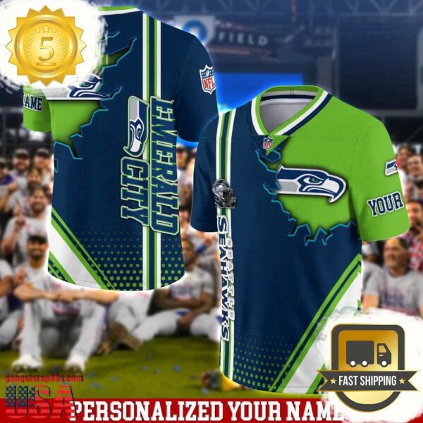 NFL Custom Name Seattle Seahawks Team Logo Football Jersey - available at - rugbyfanstore.com