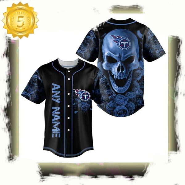 NFL Custom Name Tennessee Titans Football Skull Baseball Jersey Shirt - available at - rugbyfanstore.com