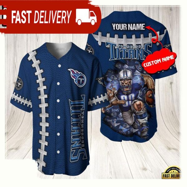 NFL Custom Name Tennessee Titans Mascot Baseball Jersey Shirt - available at - rugbyfanstore.com