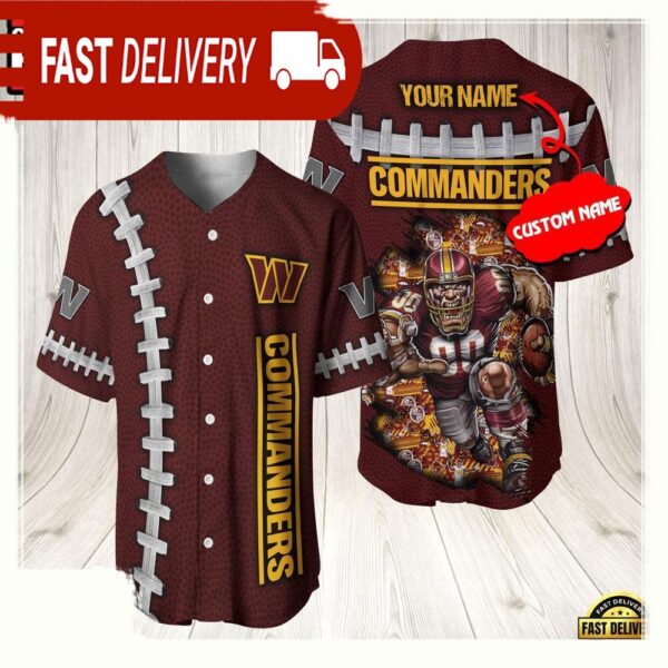 NFL Custom Name Washington Commanders Mascot Baseball Jersey Shirt - available at - rugbyfanstore.com