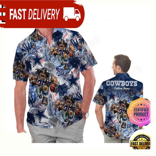 NFL Dallas Cowboys America Flag Tropical Floral Custom Hawaiian Shirt For Men Women - available at - rugbyfanstore.com