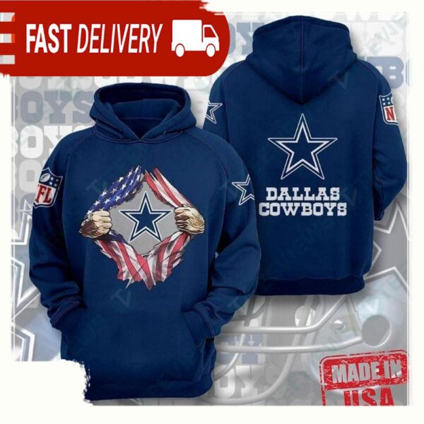 NFL Dallas Cowboys American Ripped Hoodie Shirt - available at - rugbyfanstore.com