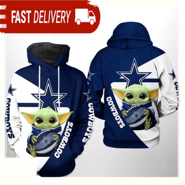 NFL Dallas Cowboys Baby Yoda Team 3D Printed Hoodie Shirt - available at - rugbyfanstore.com