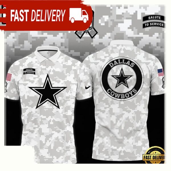 NFL Dallas Cowboys Camo 2025 Salute to Service Polo Shirt - available at - rugbyfanstore.com