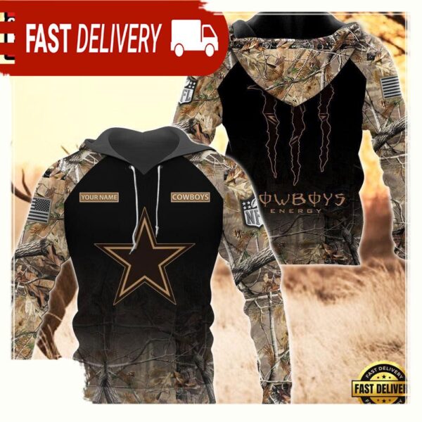 NFL Dallas Cowboys Custom Name Hoodie Camo Hunting - available at - rugbyfanstore.com