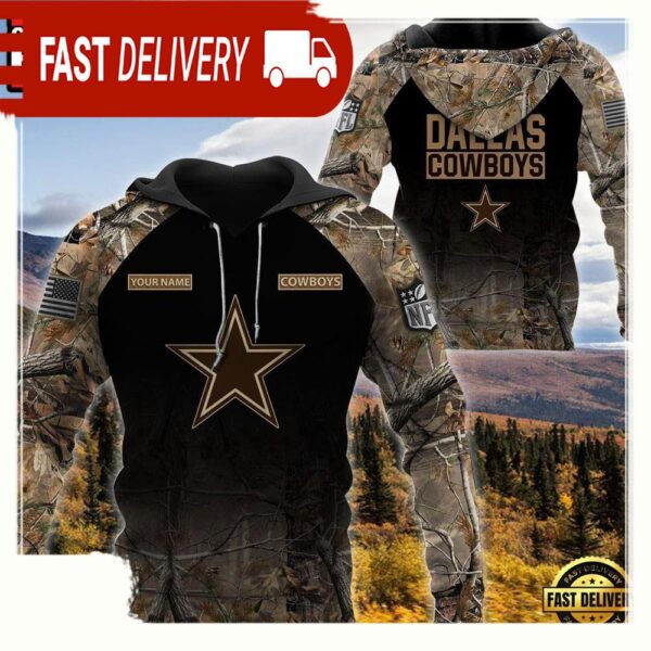 NFL Dallas Cowboys Custom NameHunting Camo Hoodie - available at - rugbyfanstore.com