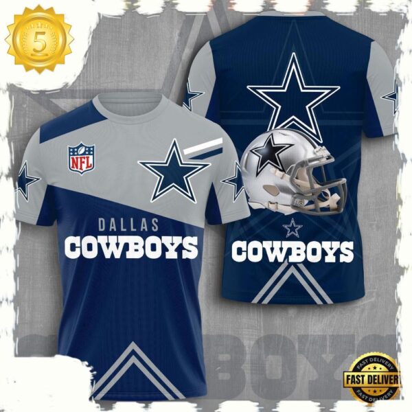 NFL Dallas Cowboys Football All Over Print T Shirt - available at - rugbyfanstore.com