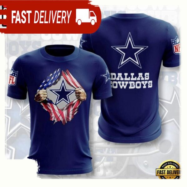 NFL Dallas Cowboys Football US Flag All Over Print T Shirt - available at - rugbyfanstore.com