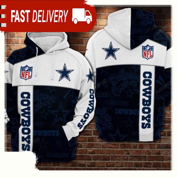 NFL Dallas Cowboys Football White 3D Hoodie Shirt - available at - rugbyfanstore.com