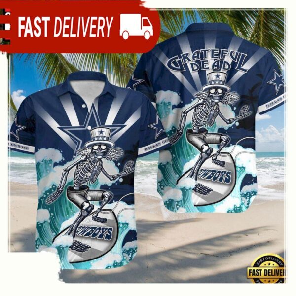 NFL Dallas Cowboys Grateful Dead Unisex Hawaiian Shirt - available at - rugbyfanstore.com