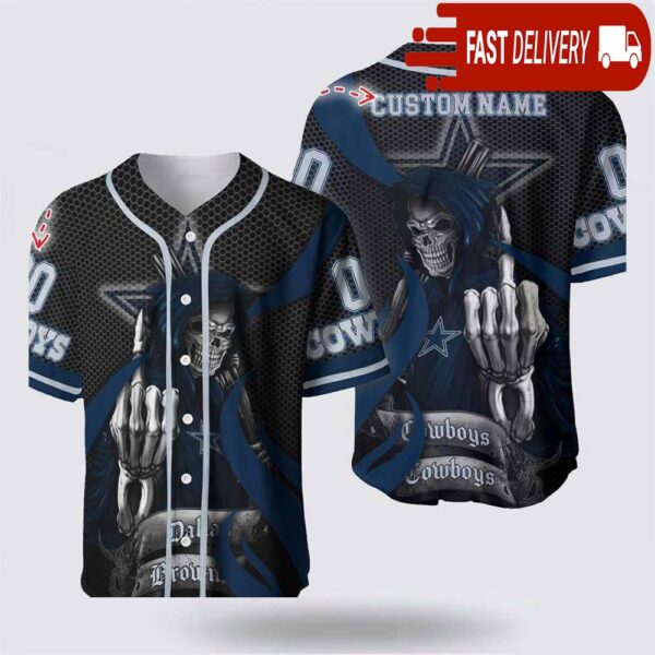 NFL Dallas Cowboys Grim Reaper Custom Name Baseball Jersey Gift for Your Squad - available at - rugbyfanstore.com