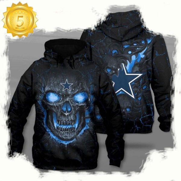 NFL Dallas Cowboys Hello Darkness My Old Friend Skull 3D Hoodie Shirt - available at - rugbyfanstore.com