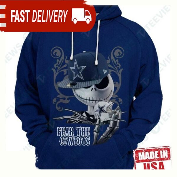 NFL Dallas Cowboys Jack Skeleton Fear The Sports Zip Up Unisex Hoodie - available at - rugbyfanstore.com