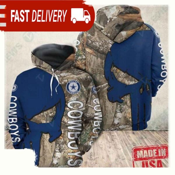 NFL Dallas Cowboys Realtree Camo Skull All Over Print Unisex Hoodie - available at - rugbyfanstore.com