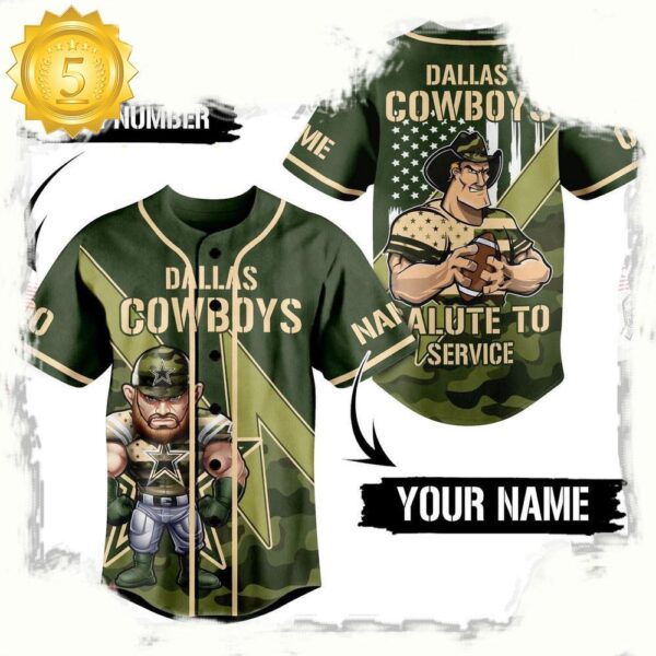 NFL Dallas Cowboys Salute To Service Custom Name Number Baseball Jersey - available at - rugbyfanstore.com