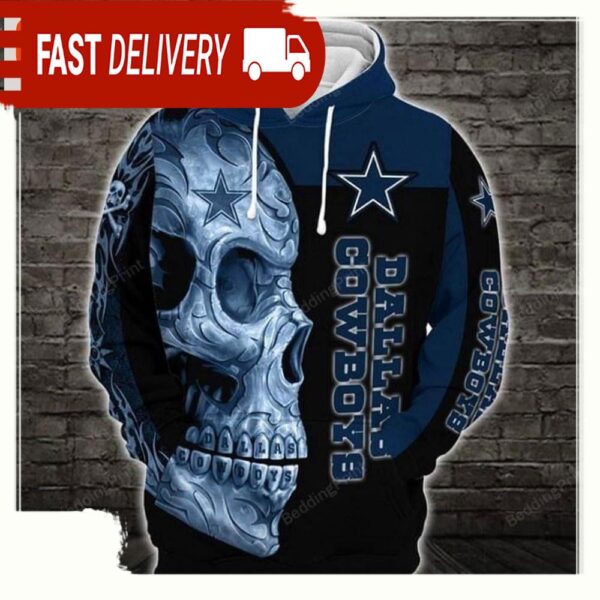 NFL Dallas Cowboys Skull 3D Hoodie Shirt - available at - rugbyfanstore.com