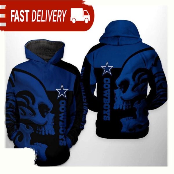 NFL Dallas Cowboys Skull 3D Printed Hoodie Shirt - available at - rugbyfanstore.com