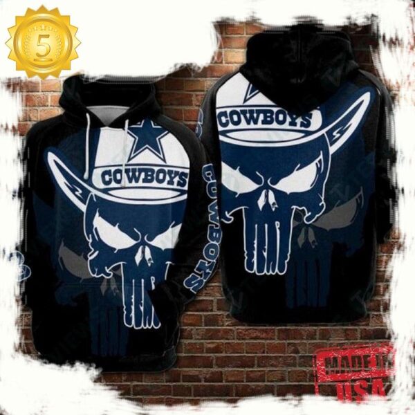 NFL Dallas Cowboys Skull Best All Over Print Unisex Hoodies - available at - rugbyfanstore.com