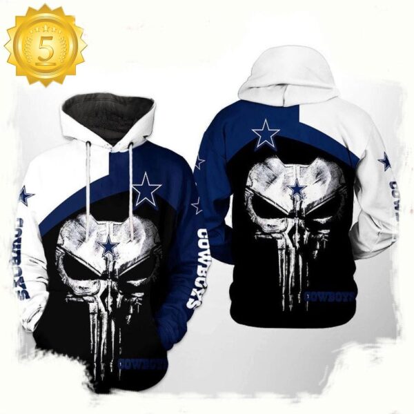 NFL Dallas Cowboys Skull Punisher Team 3D Printed Hoodie Shirt - available at - rugbyfanstore.com