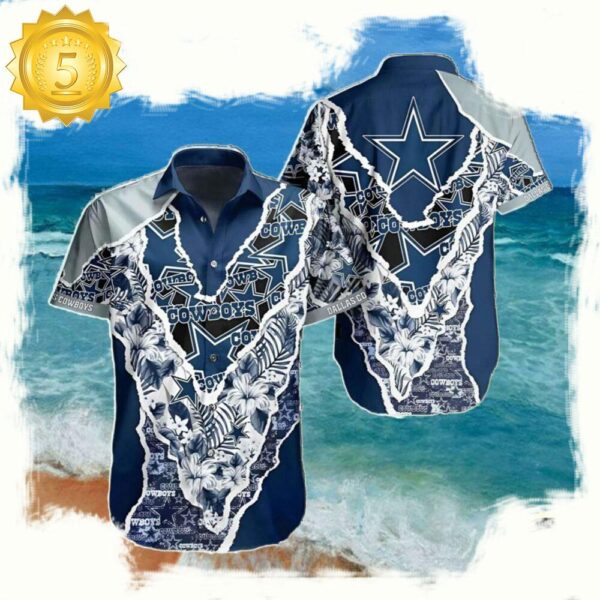 NFL Dallas Cowboys Summer Hawaiian Floral Shirt - available at - rugbyfanstore.com