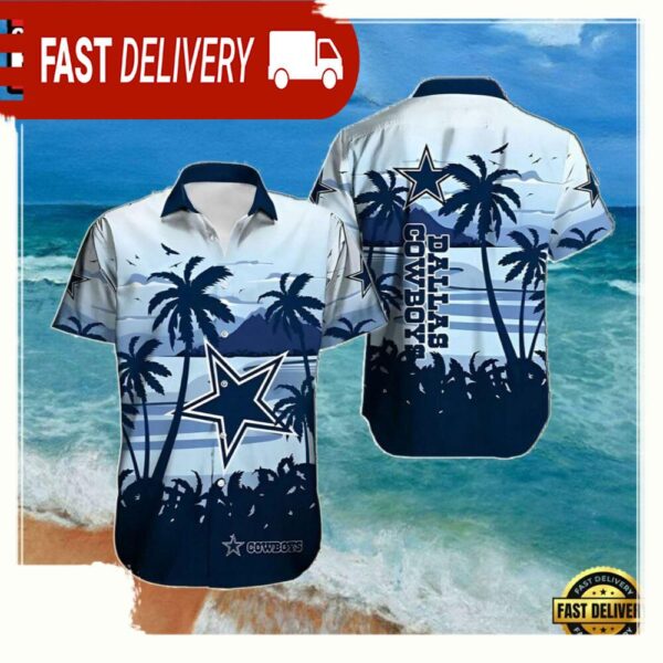 NFL Dallas Cowboys Summer Hawaiian Shirt Horizon Palms - available at - rugbyfanstore.com