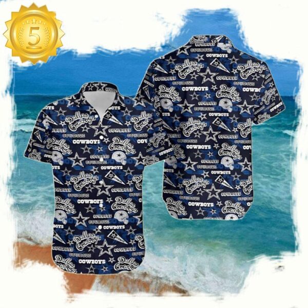 NFL Dallas Cowboys Summer Hawaiian Shirts With Logo Frenzy - available at - rugbyfanstore.com