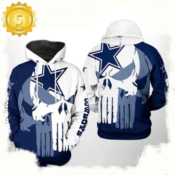 NFL Dallas Cowboys Team Skull 3D Printed Hoodie Shirt - available at - rugbyfanstore.com