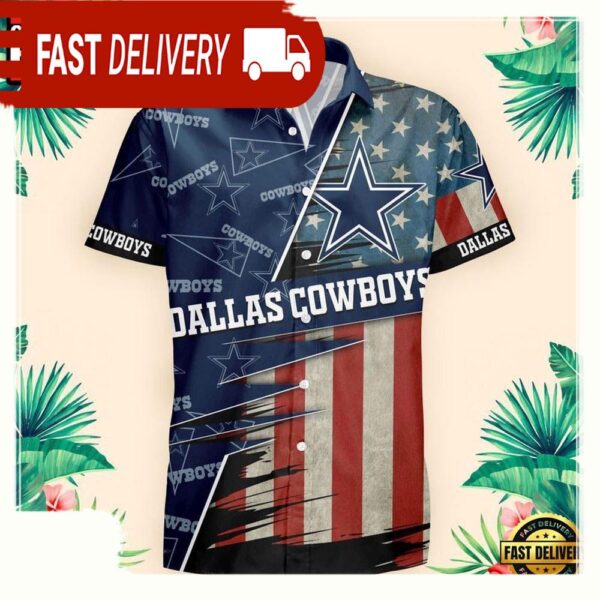 NFL Dallas Cowboys US Flag Pattern Hawaiian Shirt - available at - rugbyfanstore.com