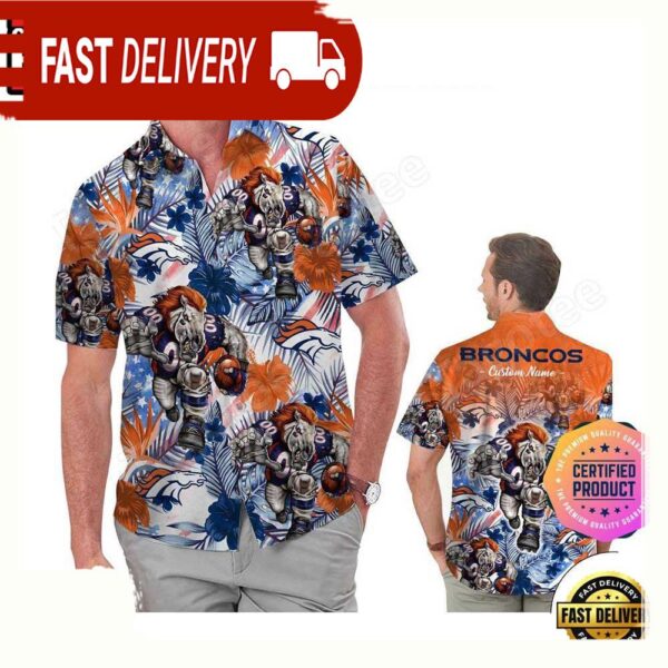 NFL Denver Broncos America Flag Tropical Floral Custom Hawaiian Shirt For Men Women - available at - rugbyfanstore.com