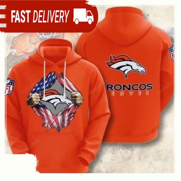 NFL Denver Broncos American Ripped Pullover And Zippered Unisex Hoodies - available at - rugbyfanstore.com